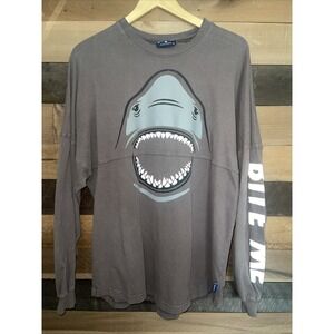 Sea World Spirit Jersey  Medium Gray Shark Long Sleeve Crew Neck Bite Me